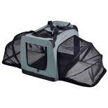 Pet Life Hounda Accordion Metal Framed Soft-Folding Collapsible Dual-Sided Expandable Dog Crate - Gray