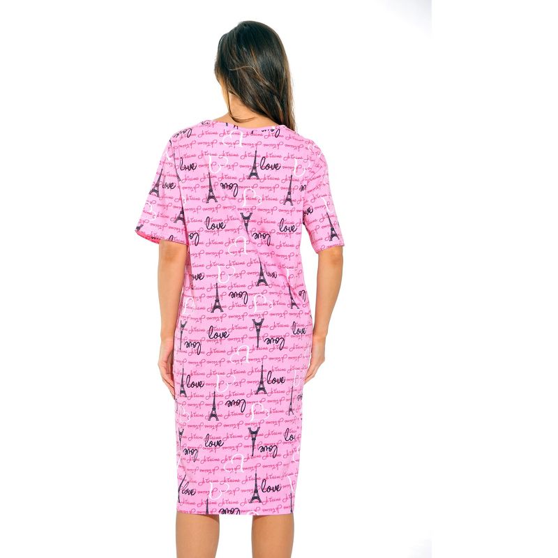 Just Love Womens Nightgown - Short Sleeve Henley Oversized Sleepwear Gown, 2 of 3
