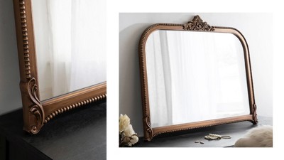 Hubanks Black Baroque-Inspired Arched Wall Mirror 40" x 30"