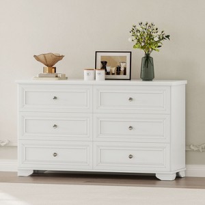 PAGED 6 Drawers Elegant Design Wooden Dresser Retro Style Chest of Drawers with Metal Handle for Living Room - 1 of 4