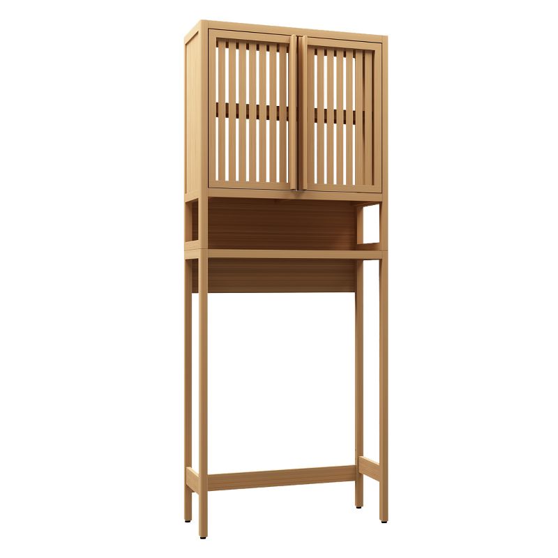 64.76" Tall Bamboo Toilet Storage Rack with 1 Open Shelves and 2 Doors for Bathroom/Laundry Room, Natural 4A - ModernLuxe, 5 of 10
