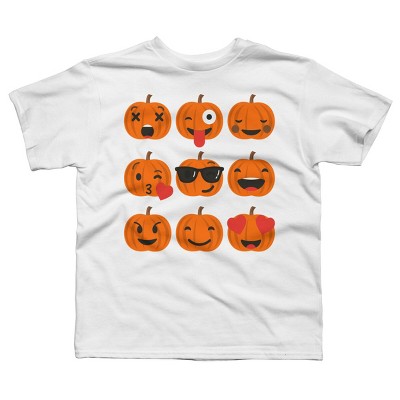 Boy's Design By Humans Halloween Pumpkins Emoji By honeytree T-Shirt