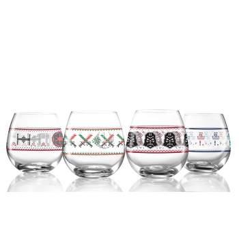 JoyJolt Star Wars Ugly Sweater Collection Stemless Drinking Glass - 15 oz - Set of 4