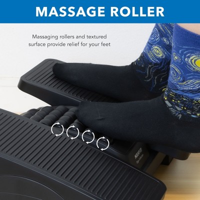 Black Adjustable Polystyrene Ergonomic Footrest with Massage Surface
