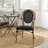 Merrick Lane Mael Stacking Thonet Bistro Style Chair with Arms, Textilene Seat, and Bamboo Finished Metal Frame for Indoor/Outdoor Use - 2 of 4