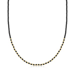 Ross-Simons 3mm Onyx and 10kt Yellow Gold Bead Necklace - 1 of 3