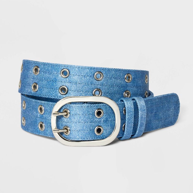 Women's Denim Grommet Belt - Wild Fable™ Blue, 1 of 5