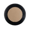 26.5 Inch Round Black And Gold Wooden Accent Mirror With Woven Texture Home Decor- The Pop Home - 4 of 4