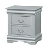 Gulches Traditional Platinum Nightstand - 2-Drawer Wooden Bedroom Furniture with Nickel Tone Handle & Center Metal Glide, 21"W x 15"D x 24"H - 3 of 4