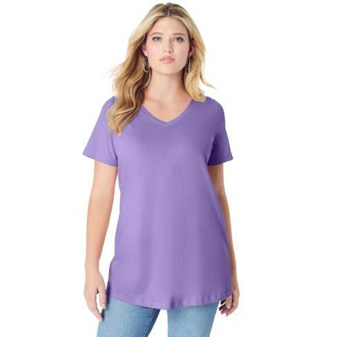 Roaman's Women's Plus Size Swing Ultimate Short Sleeve Tee - image 1 of 4