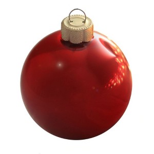 Northlight 6ct Red Christmas Pearl Finish Glass Ball Ornaments - 4" (100mm) - 1 of 3