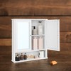 LEDREM Wall-Mounted Bathroom Cabinet, White Wall Cabinet featuring 2 Mirrored Doors, Adjustable Shelf, Open Compartment, 5.9 x 25.6 x 29.5 Inches - 3 of 4