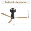 HOMLUX 52" Low Profile Ceiling Fan W/LED Light & Remote Control & Reversible Motor,Black - 3 of 4