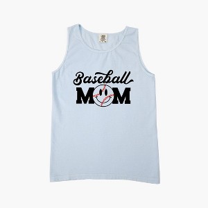 Simply Sage Market Women's Baseball Mom Smiley Face Garment Dyed Heavy Weight Tank - 1 of 2