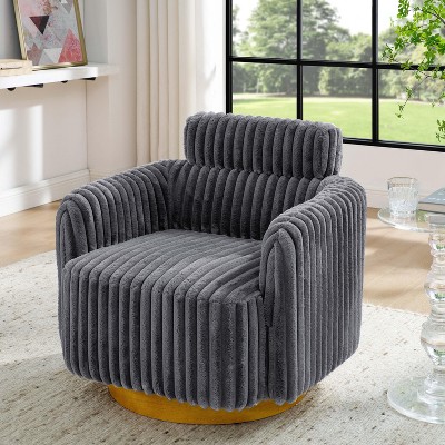 TiramisuBest Gray Luxe Velvet Swivel Chair