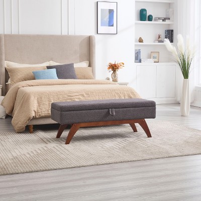 NicBex Rectangular Teddy Fabric Storage Ottoman Bench,Upholstered Storage Ottoman with Solid Wood Feet,Storage Bench for Living Room,Bedroom