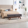 CAVINAS Modern Pull-Open Top Teddy/Leather Ottoman Bench with Wood Feet,Upholstered Storage Ottoman for Living Room - 2 of 4