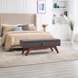 NicBex Rectangular Teddy Fabric Storage Ottoman Bench,Upholstered Storage Ottoman with Solid Wood Feet,Storage Bench for Living Room,Bedroom - 1 of 4