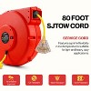 ReelWorks Mountable Retractable Extension Cord Reel - 12AWG x 80' Ft, 3 Grounded Outlets, Max 15A - 4 of 4