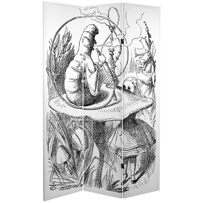 72" x 48" Double Sided Alice in Wonderland 3 Panel Room Divider