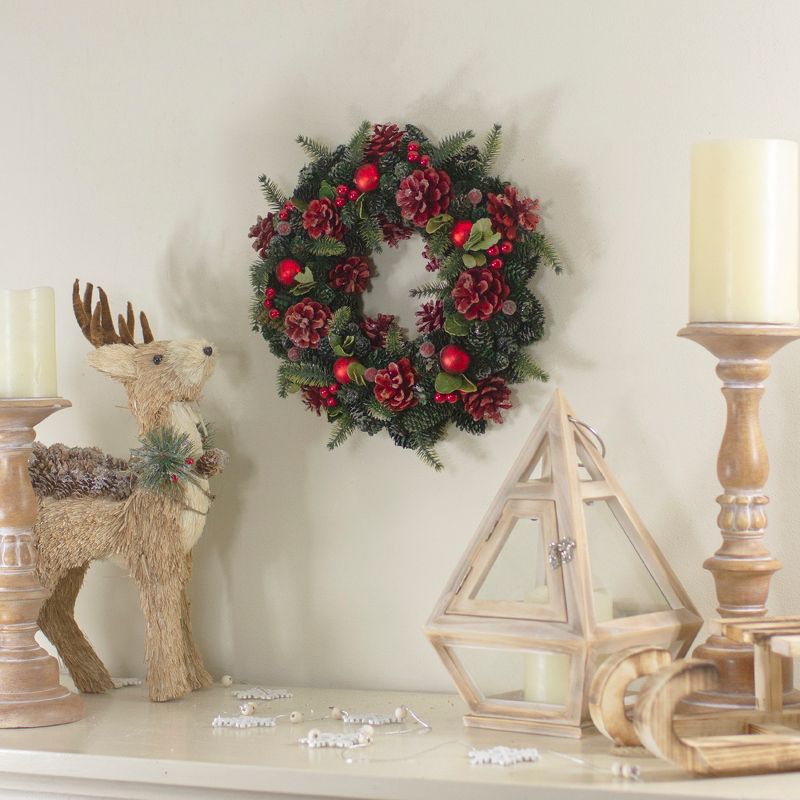 Northlight Red  Pine Cones and Ornaments Christmas Wreath, 13" - Unlit, 2 of 5