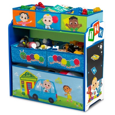 CoComelon Blue Wooden 6-Bin Toy Storage Organizer