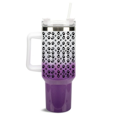 Elanze Designs Puppy Dog Pawprint Pet Love 40 oz. Stainless Steel, Large Water Bottle Coffee Mug, Spill & Leak Resistant, Thermal Travel Tumbler with