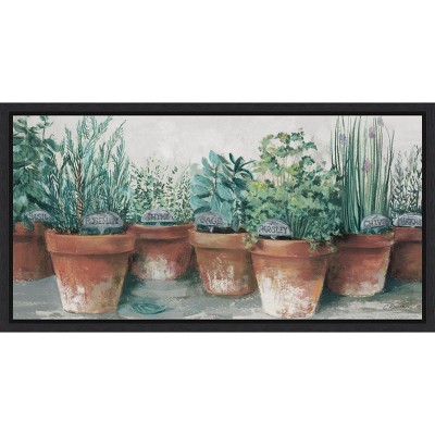 Herb Pots Still Life Canvas Print with Black Frame