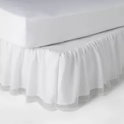Queen Glitter Dot Tulle Bedskirt White - Pillowfort™