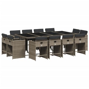 vidaXL Patio Dining Set Set of 12 Grey PE rattan 12-seater Detachable - 1 of 4