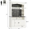 72" Farmhouse Coffee Bar Cabinet with Storage - Buffet Sideboard with Microwave Stand,Wine Rack & Glass Shelves for Kitchen,Dining or Living Room - 2 of 4