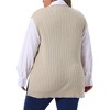 Women's Plus Size Ribbed Knit Split Hem V Neck Sleeveless Casual Loose Sweater Vest - Agnes Orinda - 4 of 4