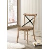 Simple Relax Set of 2 Side Chairs with X-Shape Back in Rustic Oak - 2 of 4