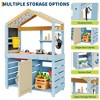 Outdoor Mud Kitchen with Canopy & Blackboard - Kids Wooden Play Set with Sink, Stove, Storage Shelves, Hanging Hooks & Cabinet for Pretend Play - 2 of 4
