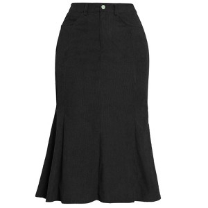 INSPIRE CHIC Office Corduroy High Waisted Fishtail western bodycon Vintage Midi Skirts - 1 of 4