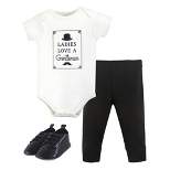 Hudson Baby Infant Girl Cotton Bodysuit, Pant and Shoe 3pc Set, Ladies Love