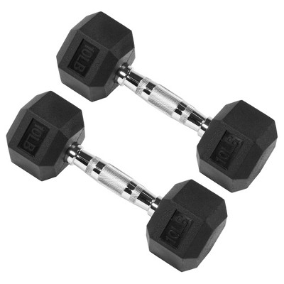 Signature Fitness Hex Dumbbells Non-Slip Free Weights Full Body Strength Training Home Gym Workout Equipment Set