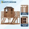 Kids Outdoor Playhouse with Climbing Wall,2 Story Wooden Playhouse with Sandbox - 3 of 4