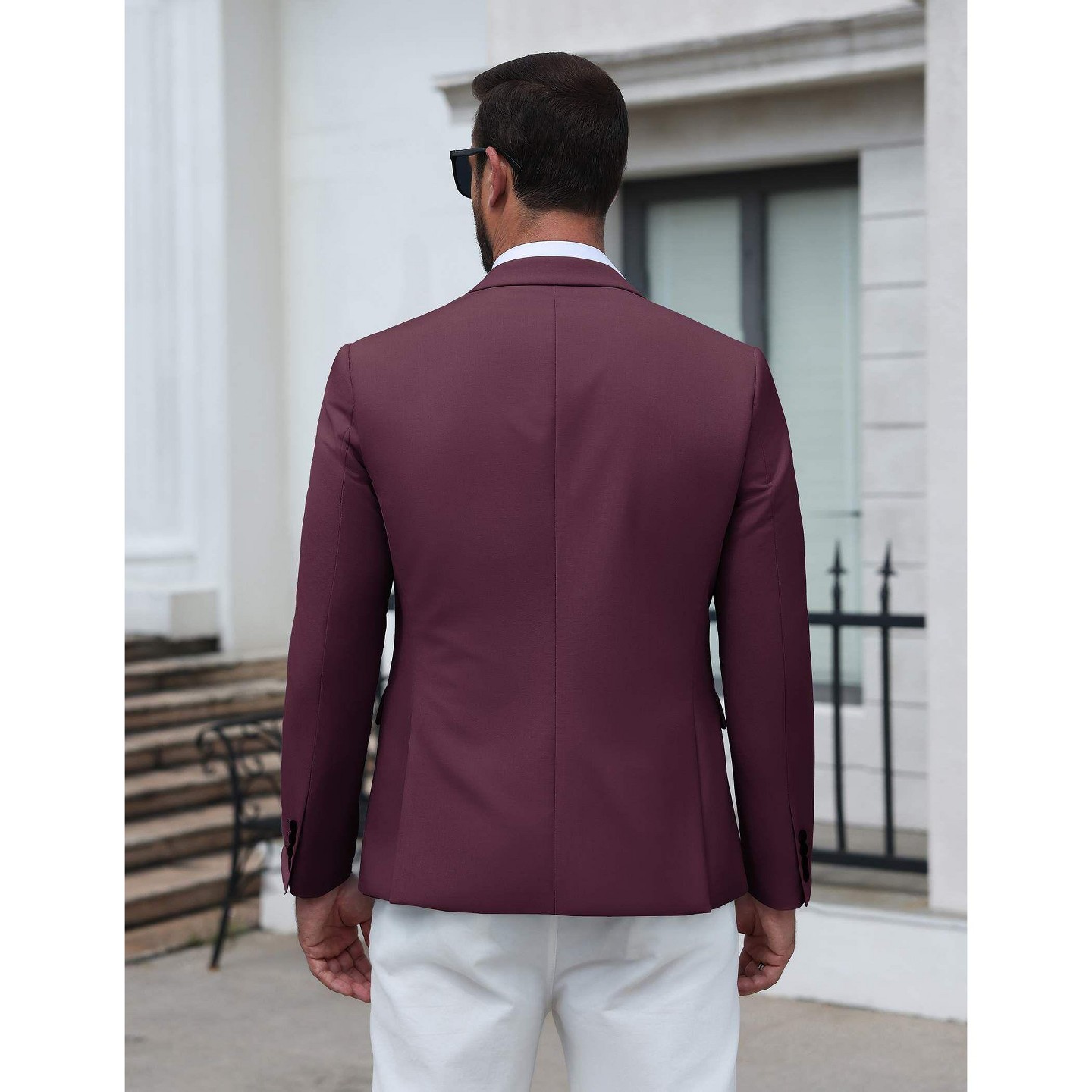 Мужская куртка COOFANDY Slim Fit Sport Blazer Jacket Dark Red, цвет: Тёмный красный — фото 6