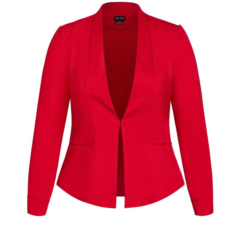 Women's Plus Size Piping Praise Jacket - cherry | CITY CHIC, 5 of 8