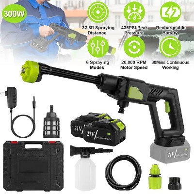 Cordless Pressure Washer Portable Electric Power Washer High Pressure Water Sprayer 435PSI Car Washer Cleaner with 6-in-1 Nozzle Foam Bottle Filter