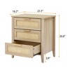 Rattan 3-Drawer Chest of Drawers | 25" Modern Wooden Nightstand/End Table with Metal Handles & Solid Wood Legs – Bedroom/Living Room/Entryway - 4 of 4