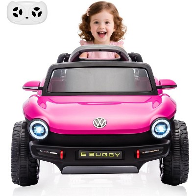 Pink Licensed Volkswagen Beetle 12V Kids Electric Ride On Car With Remote Control Led Lights Usb Music Soft Start And Horn For Toddlers Pink