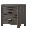1pc Contemporary Nightstand End Table with Two Storage Drawers Brown Gray Finish Bedroom Wooden Furniture - 2 of 4