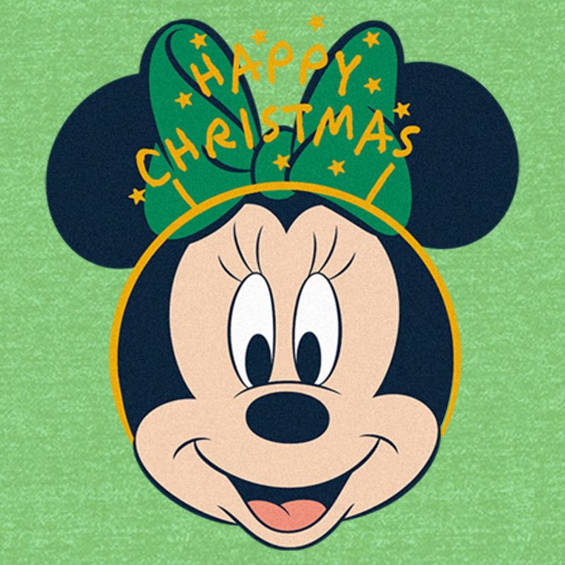 Girl's Minnie Mouse Happy Christmas Headband T-Shirt, 2 of 5