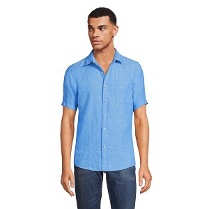 Lands' End Men's Traditional Fit Short Sleeve Linen Shirt - 1 of 3