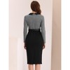 Allegra K Women's Work Elegant Contrast Placket Houndstooth Bodycon Dress with Belt - 3 of 4