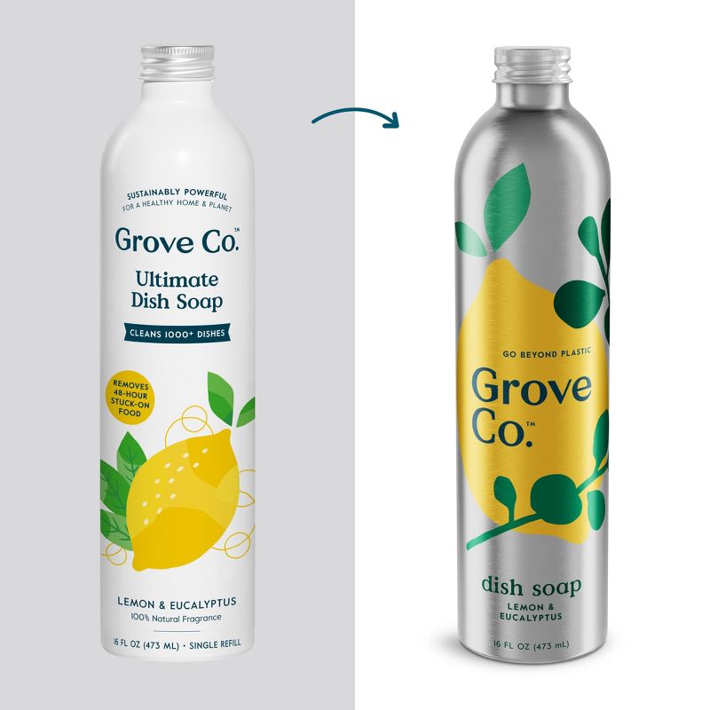 Grove Co. Lemon &#38; Eucalyptus Ultimate Dish Soap Refill in Aluminum Bottle - 16 fl oz, 6 of 7