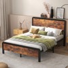 Bed Frame with Wood Headboard, Metal Platform Frame with Rounded Corner, 12" Storage Space Under - 2 of 4