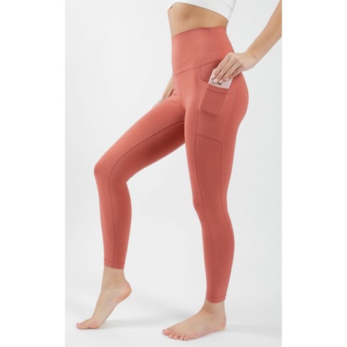 90 Degree By Reflex Womens 90 Degree By Reflex High Waist Cotton Elastic  Free Cloudlux Ankle Leggings With Side Pocket - Terracotta - Small : Target